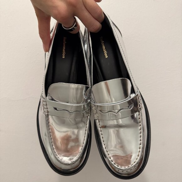 Reformation Agathea Chrome Loafer - Picture 1 of 3